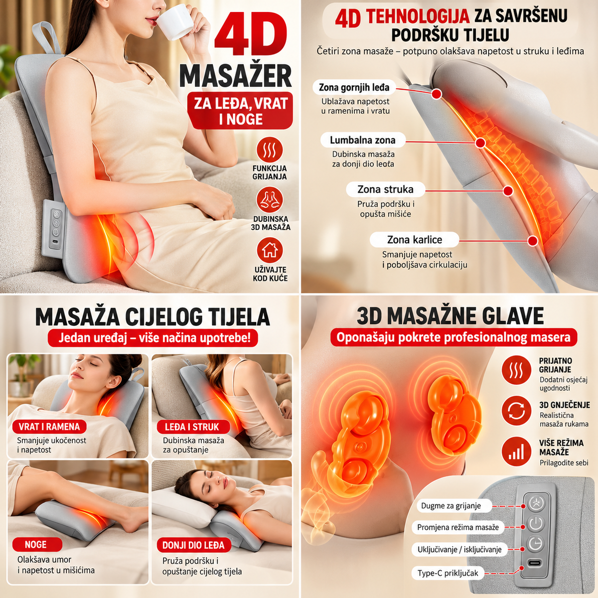 4D MULTIFUNKCIONALNI MASAŽER 3U1