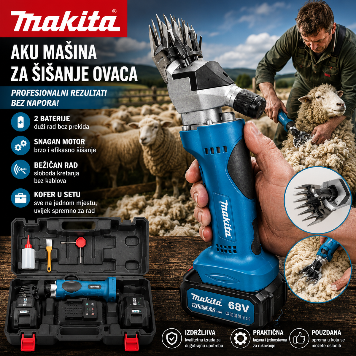 Profesionalna Električna Mašina za Šišanje Životinja