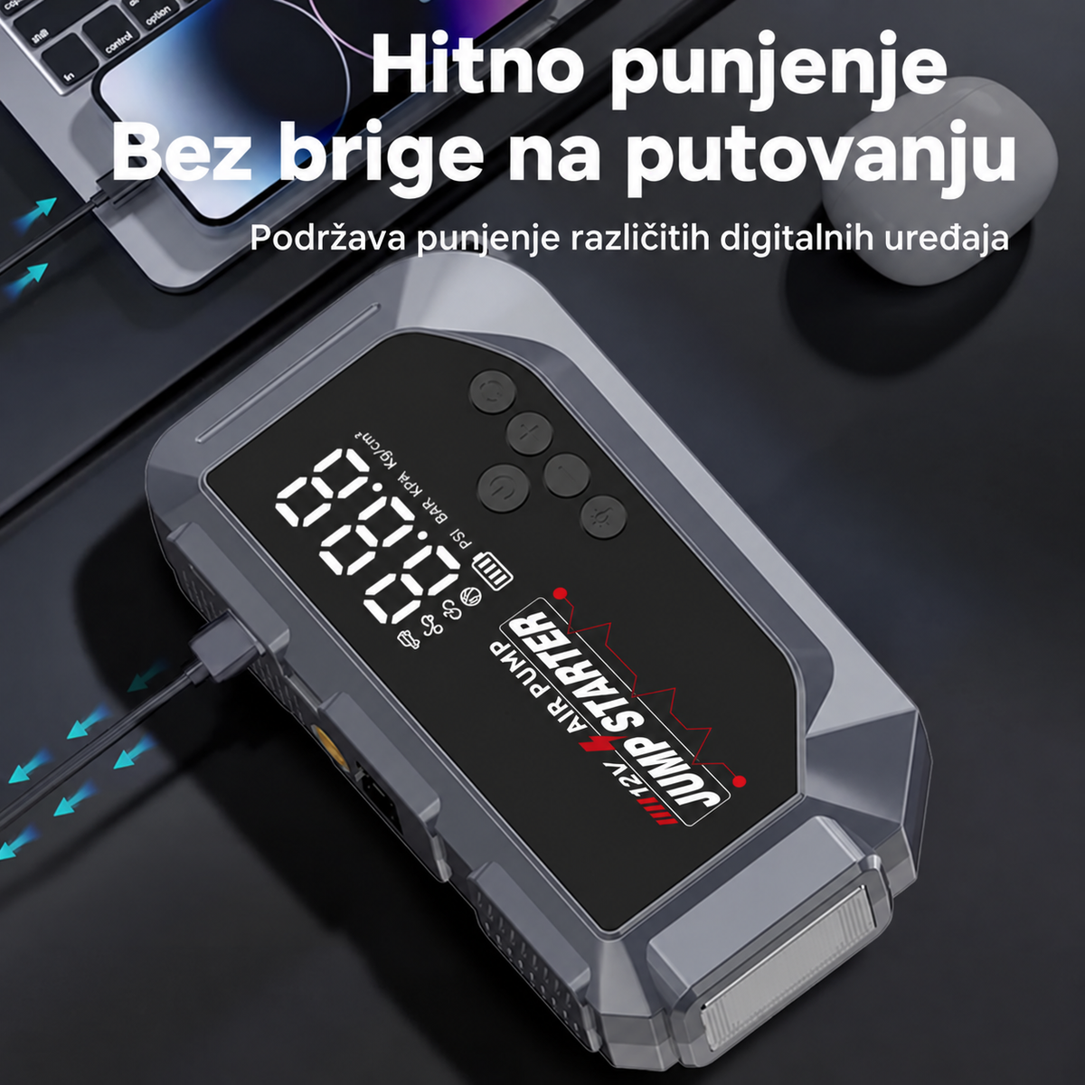 K3 5u1 Jump Starter i Kompresor za Gume