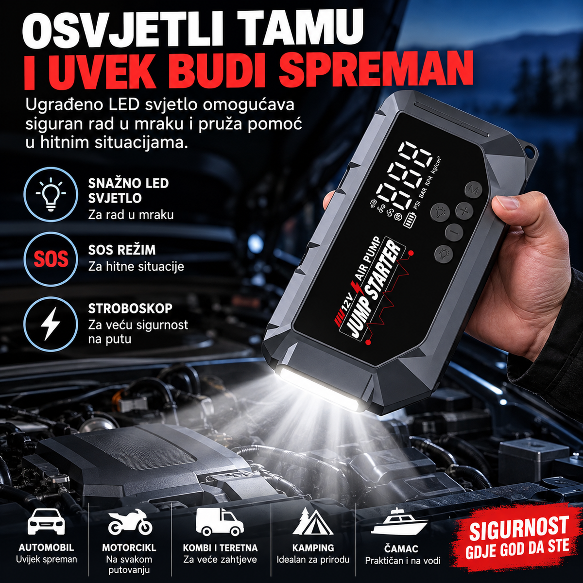 K3 5u1 Jump Starter i Kompresor za Gume