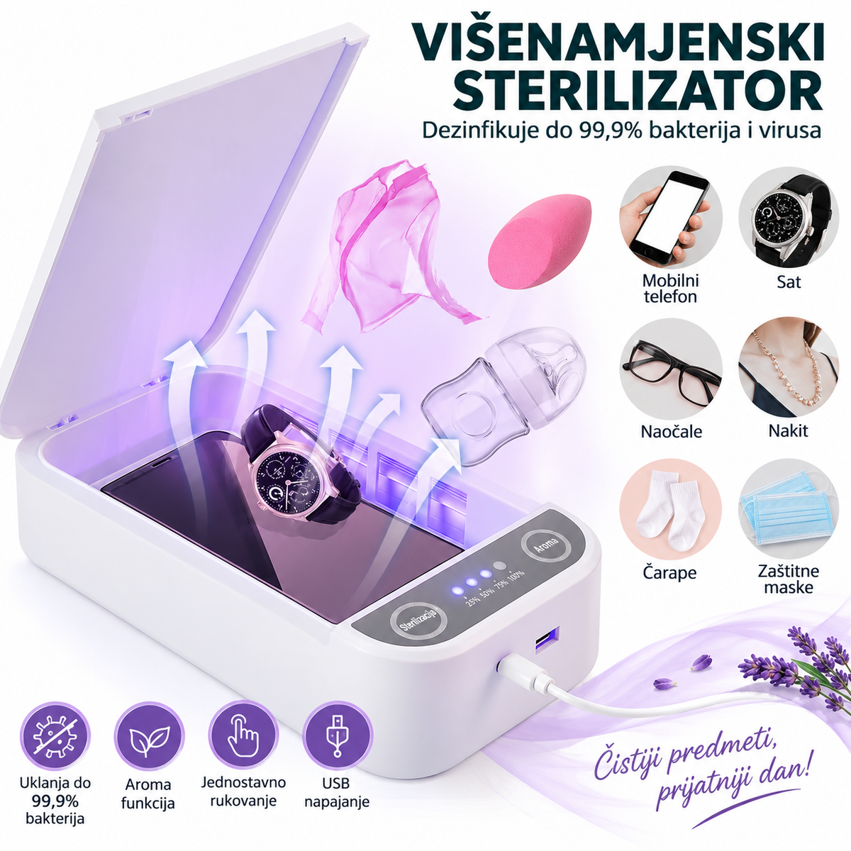 MultiClean 2u1 Višenamjenski Sterilizator + Aroma Difuzer