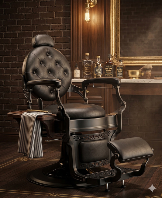 Premium Klasična Berberska Stolica "Vintage Royale" - Crna Edition