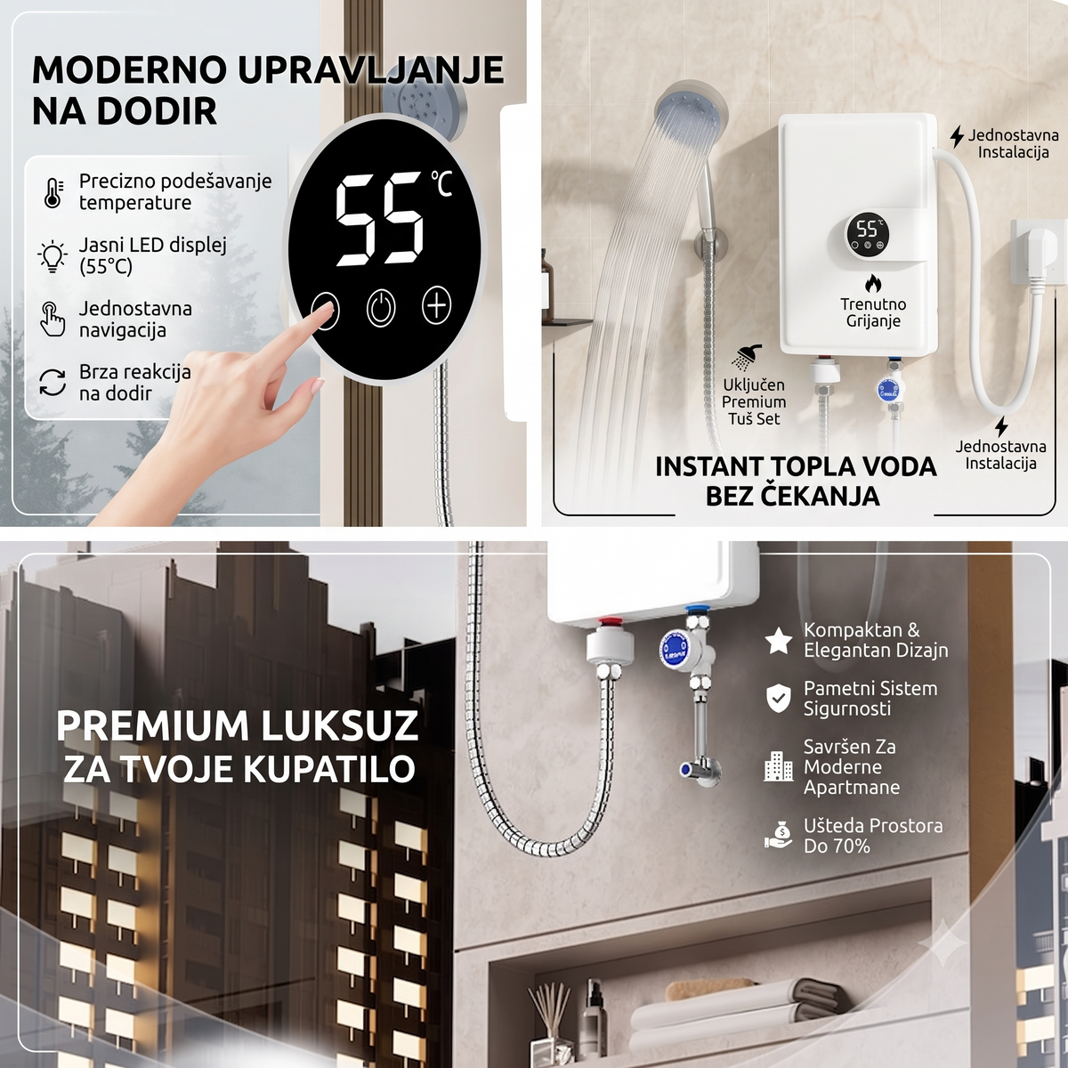 AquaSmart Touch - Pametni protočni bojler sa LED ekranom